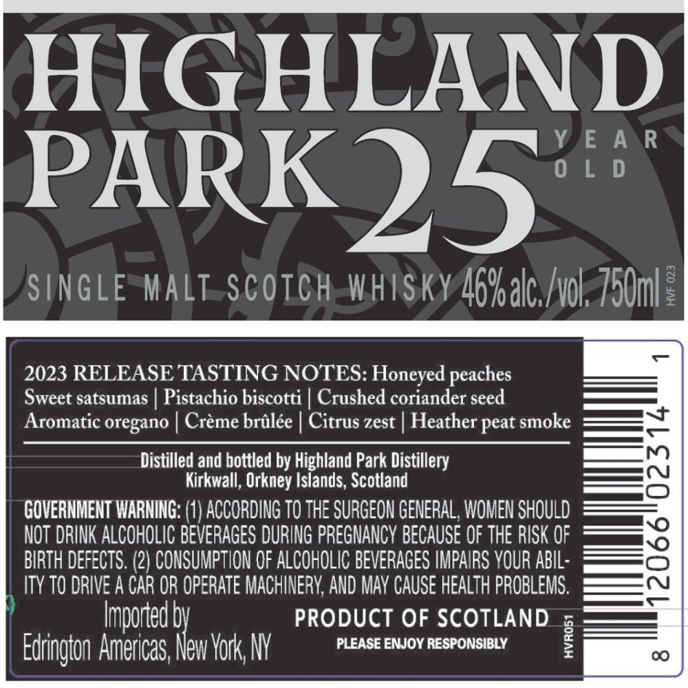 Highland Park 25 Year Old 2023 Release Scotch Highland Park   