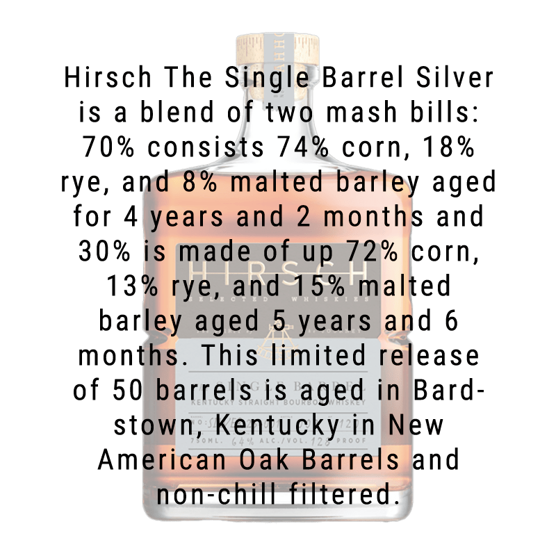 Hirsch The Single Barrel (Silver) Bourbon 750mL Whiskey Hirsch