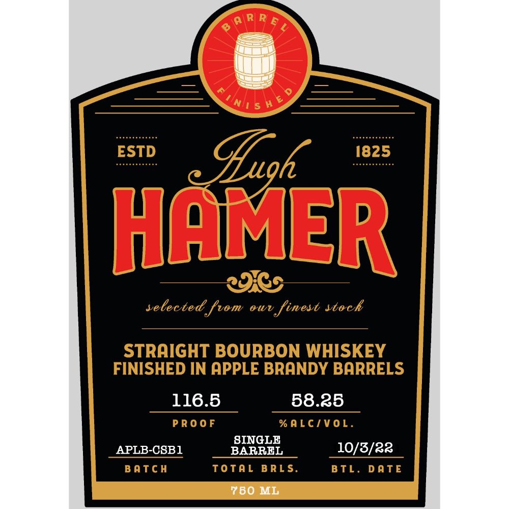 Hugh Hamer Single Barrel Bourbon Finished in Apple Brandy Barrels Bourbon West Fork Whiskey   