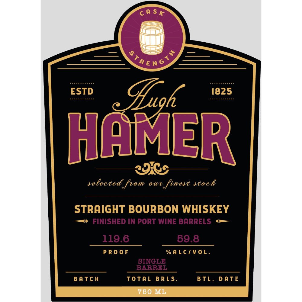 Hugh Hamer Single Barrel Bourbon Finished in Port Wine Barrels Bourbon West Fork Whiskey