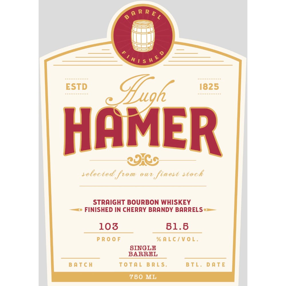 Hugh Hamer Straight Bourbon Finished in Cherry Brandy Barrels Bourbon West Fork Whiskey