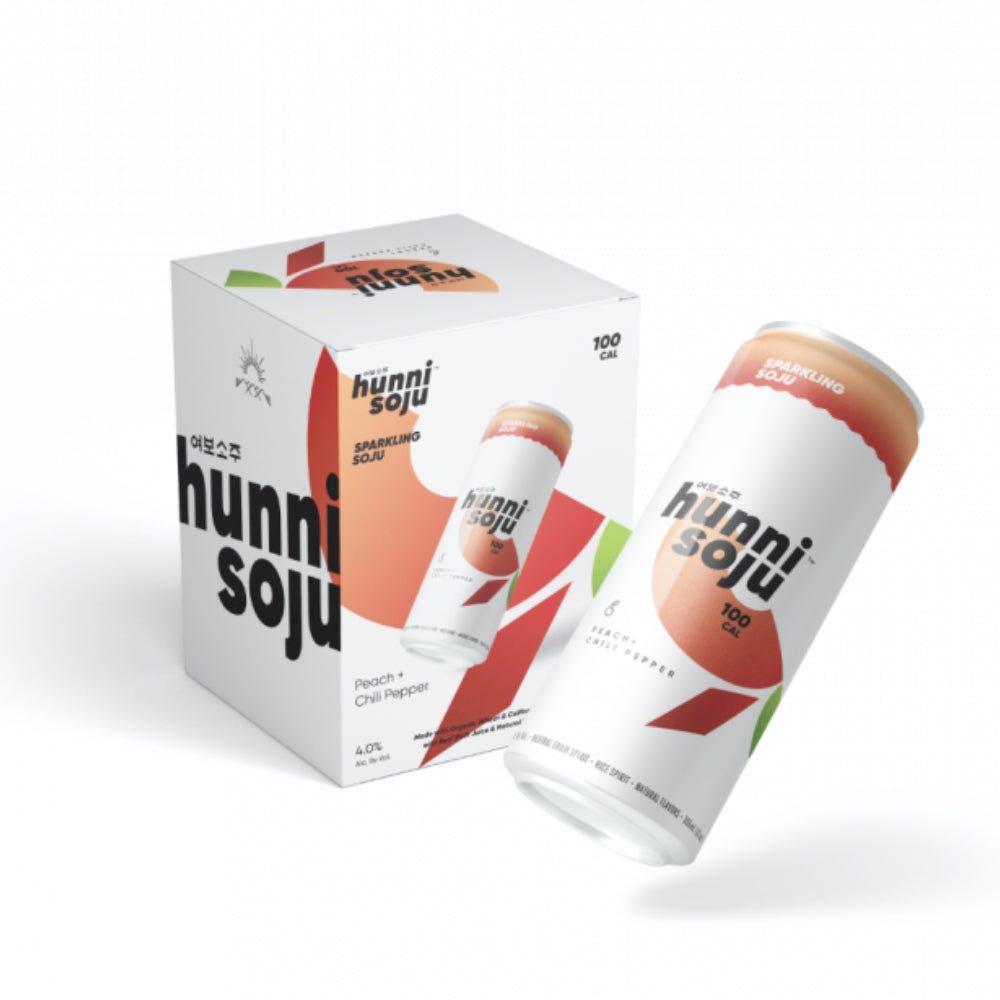 Hunni Soju Peach + Chili Pepper Sparkling Soju 4pk Ready-To-Drink Cocktails Hunni Soju   