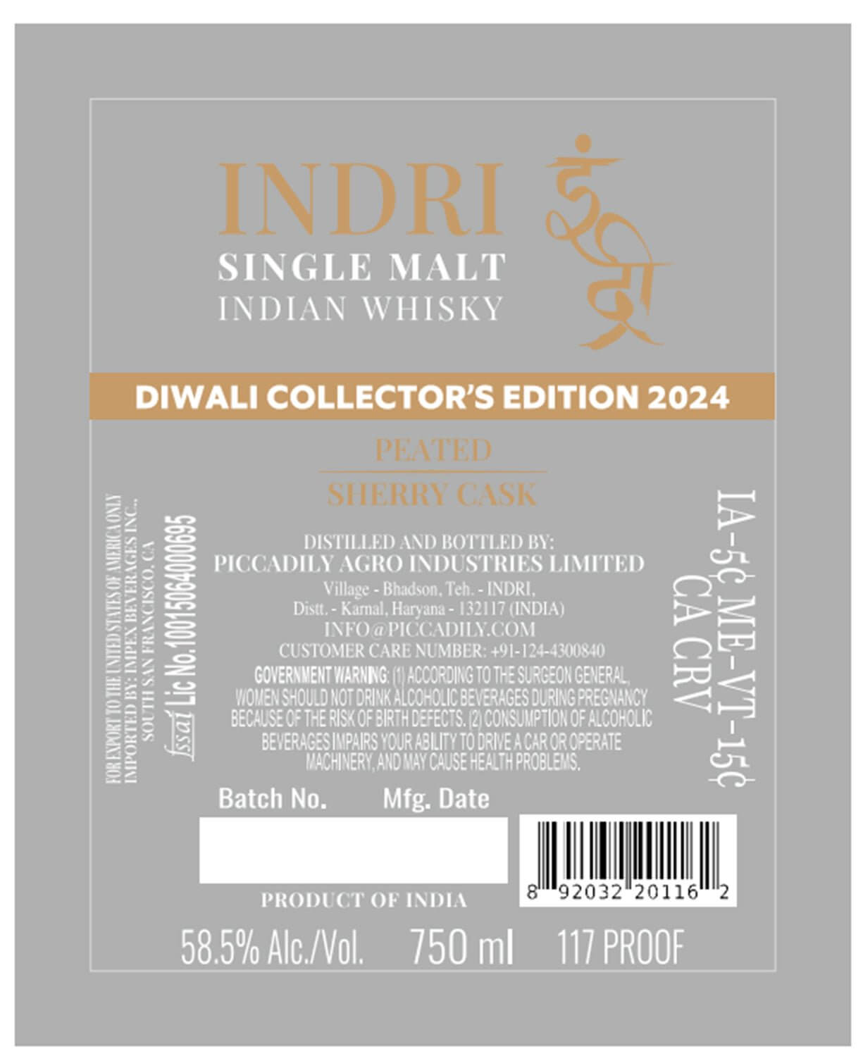 Indri Diwali Collector's Edition 2024 Indian Whisky  Indri Single Malt Indian Whisky   