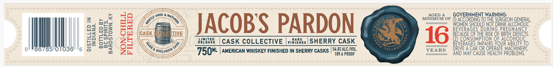 Jacob's Pardon 16-Year American Whiskey Sherry Cask Finish American Whiskey Jacob's Pardon / BC Spirits   