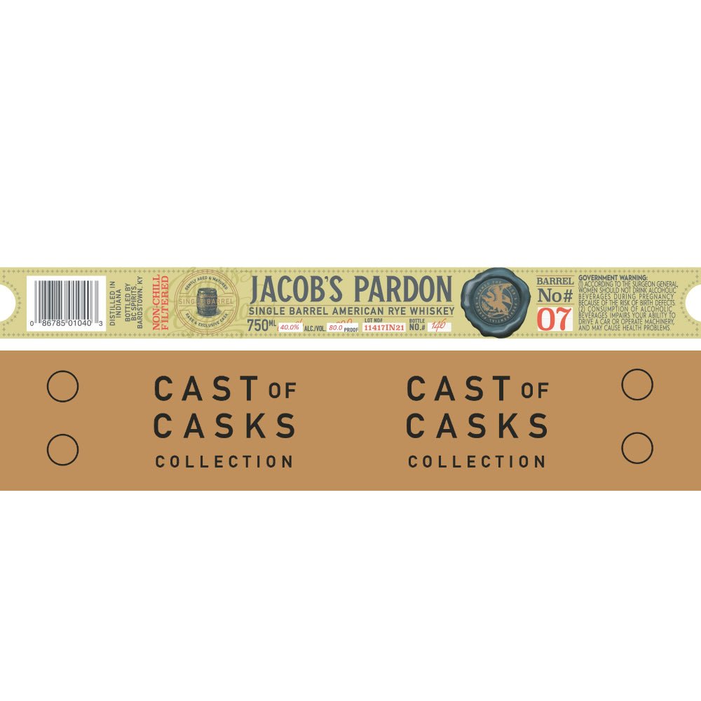 Jacob‘s Pardon Cast of Casks Rye Barrel No #07 Rye Whiskey Jacob’s Pardon