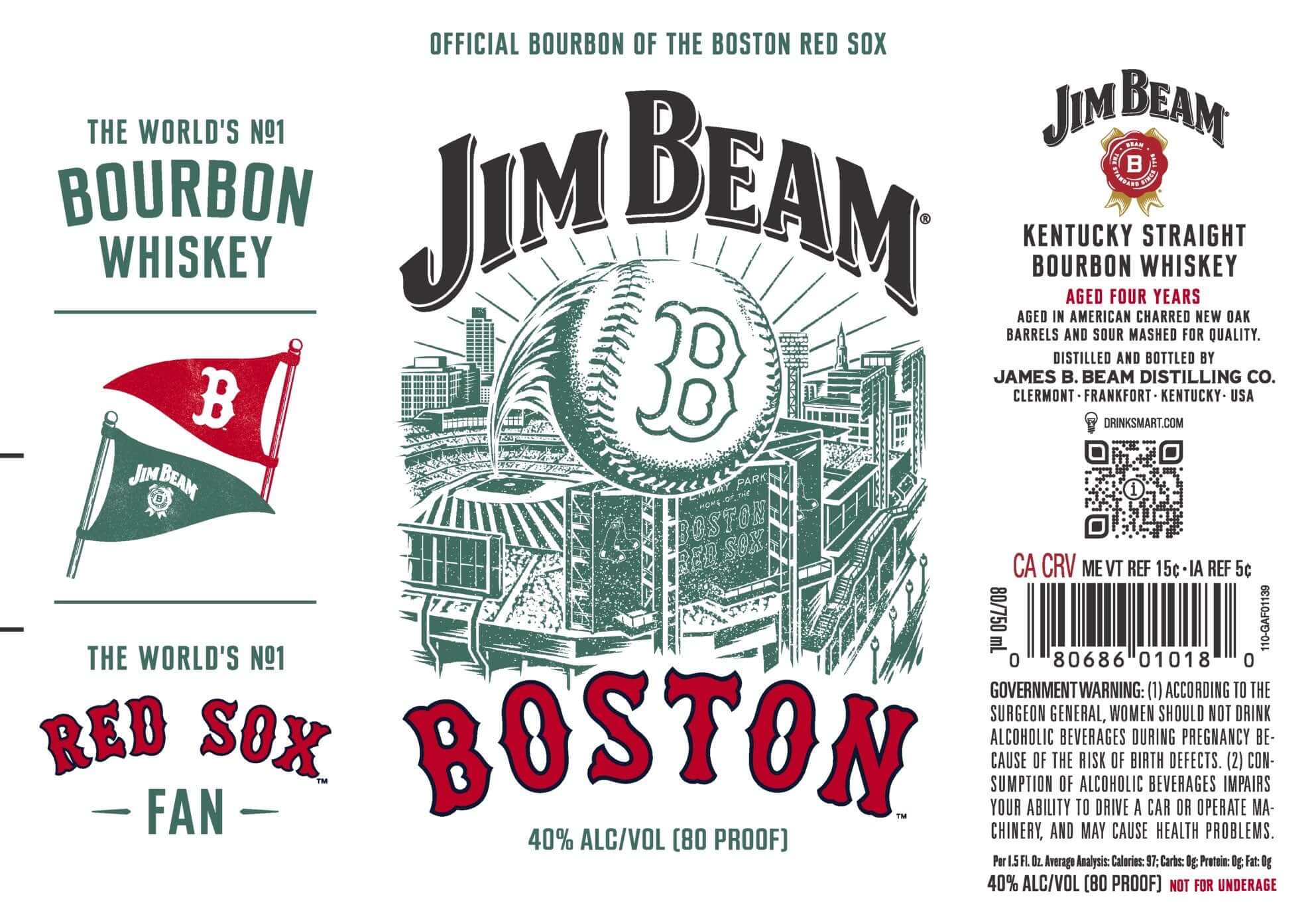 Jim Beam Boston Red Sox Kentucky Straight Bourbon Whiskey Bourbon Whiskey Jim Beam   