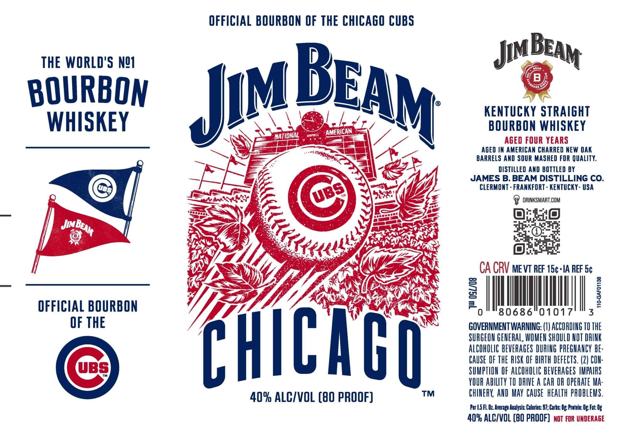 Jim Beam Chicago Cubs Kentucky Straight Bourbon Whiskey Bourbon Whiskey Jim Beam   