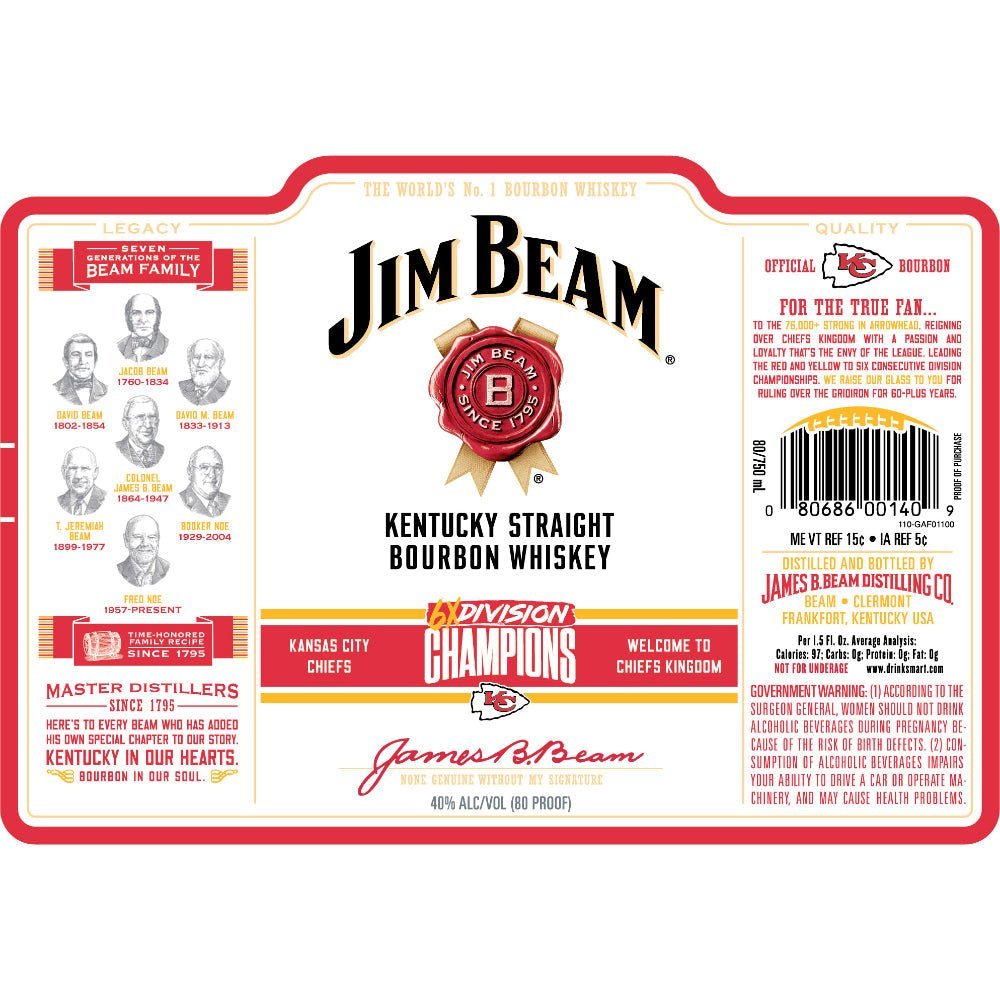 Jim Beam Kansas City Chiefs 6x Division Champions Edition Bourbon Jim Beam   