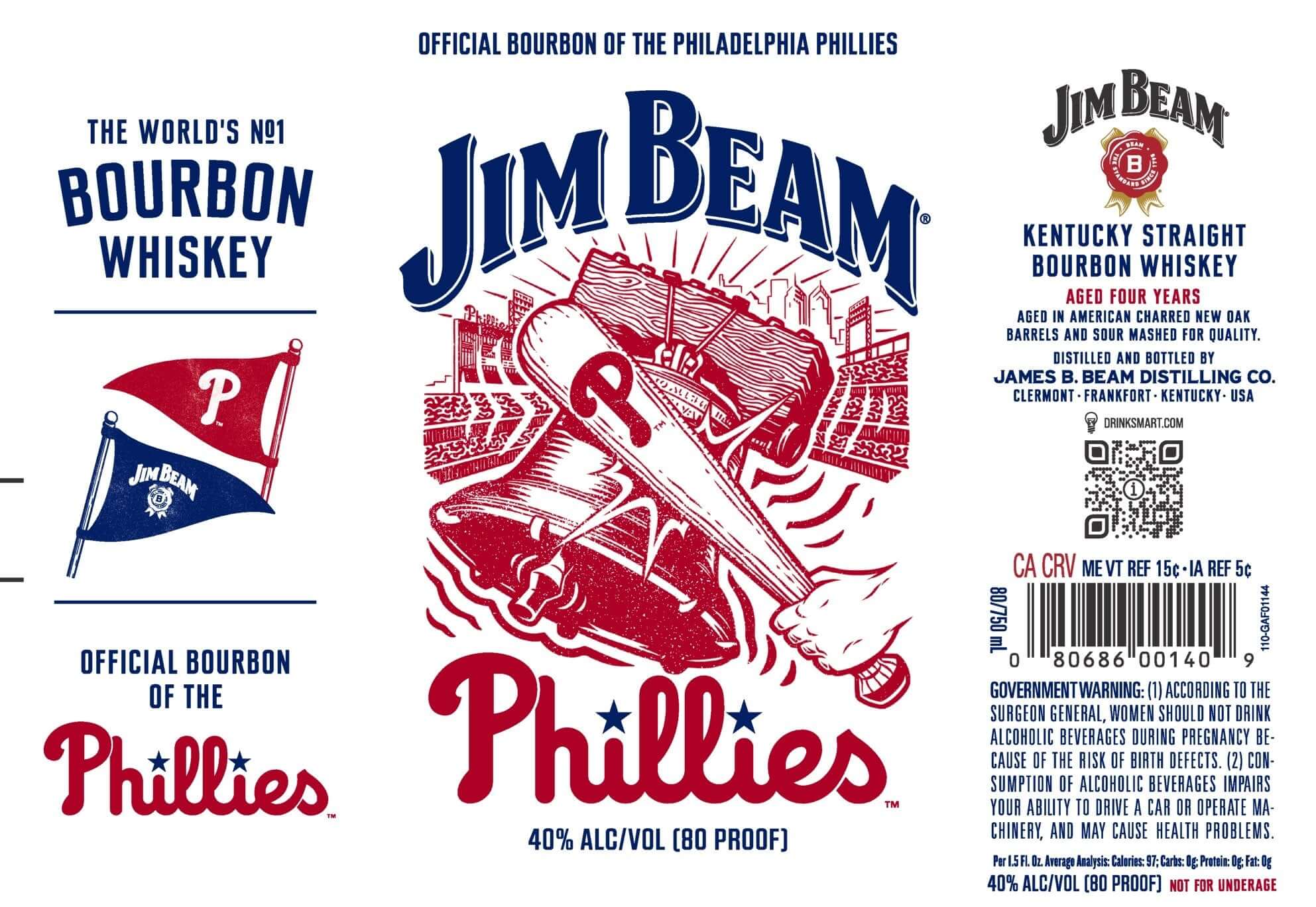 Jim Beam Philadelphia Phillies Kentucky Straight Bourbon Whiskey Bourbon Whiskey Jim Beam   