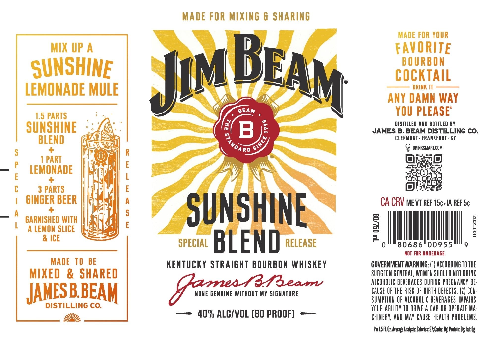 Jim Beam Sunshine Blend Special Release Kentucky Straight Bourbon Whiskey  Jim Beam   