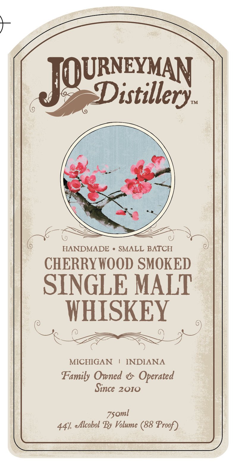 Journeyman Distillery Cherrywood Smoked Single Malt Whiskey Small Batch Handmade Whiskey  Journeyman Distillery   