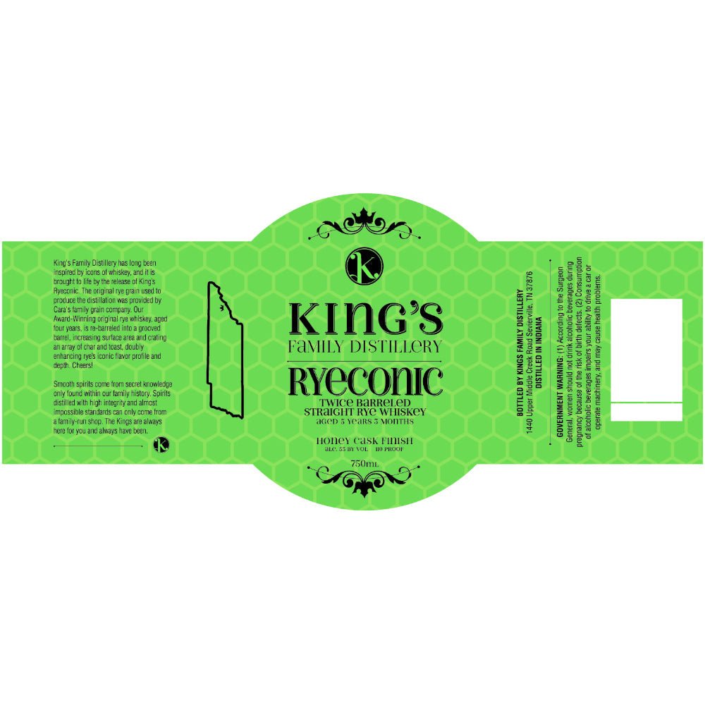 King’s Family Ryeconic Twice Barreled Honey Cask Finished Straight Rye Rye Whiskey King’s Family Distillery