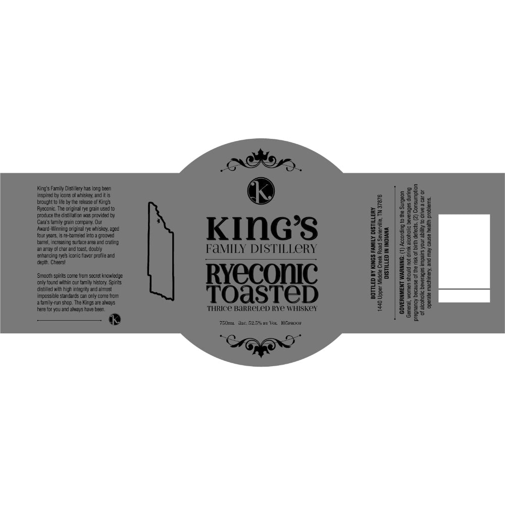 King’s Family Toasted Ryeconic Rye Whiskey King’s Family Distillery