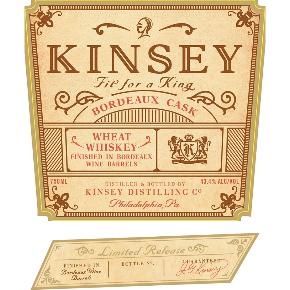 Kinsey Bordeaux Cask Wheat Whiskey Wheat Whiskey New Liberty Distillery   