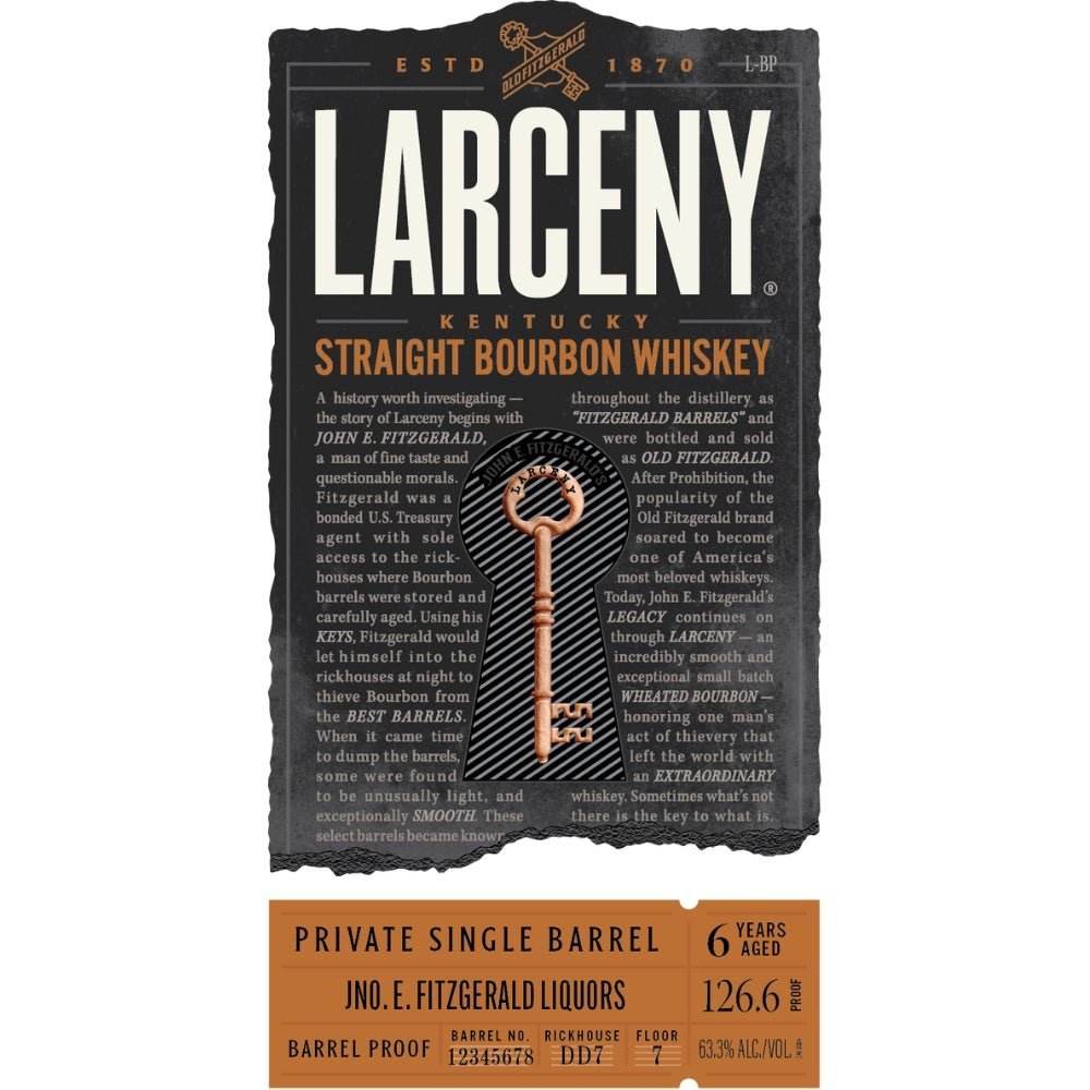 Larceny Barrel Proof Private Single Barrel Straight Bourbon Bourbon Larceny Bourbon   