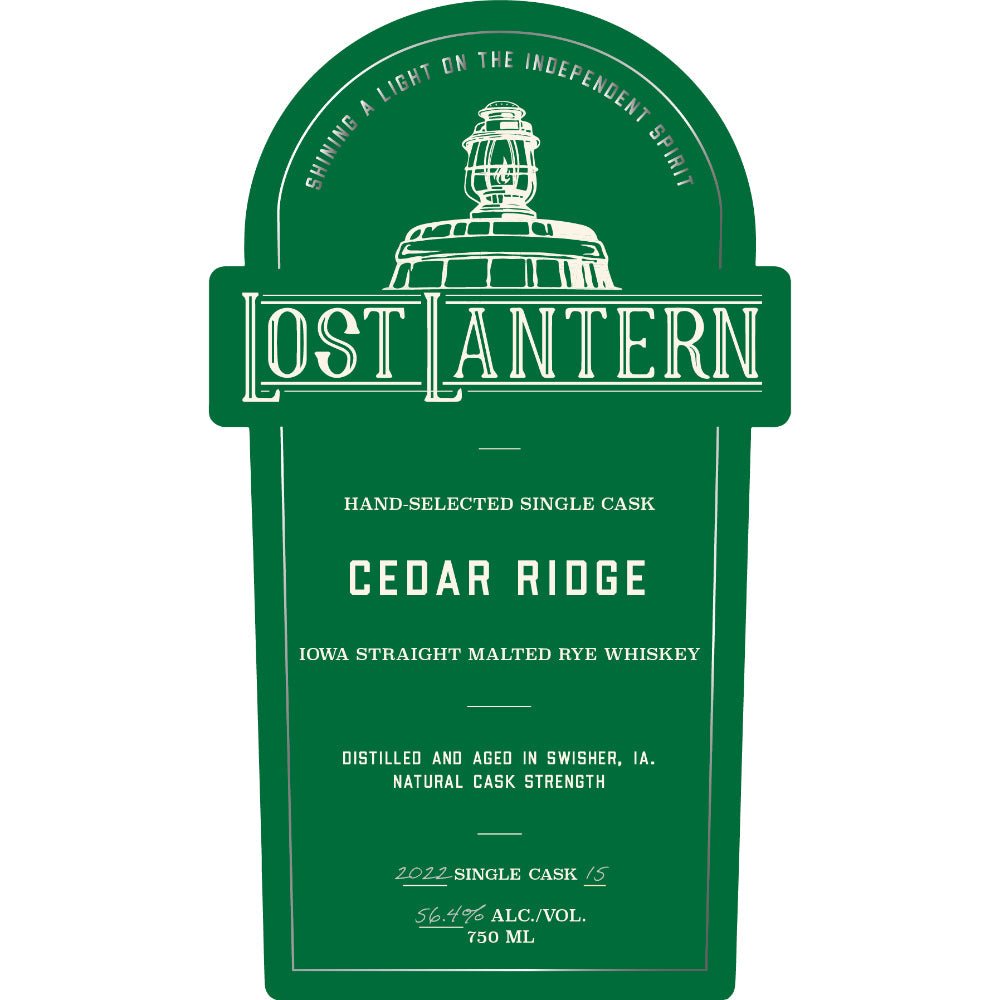 Lost Lantern Cedar Ridge Iowa Straight Malted Rye Rye Whiskey Lost Lantern   