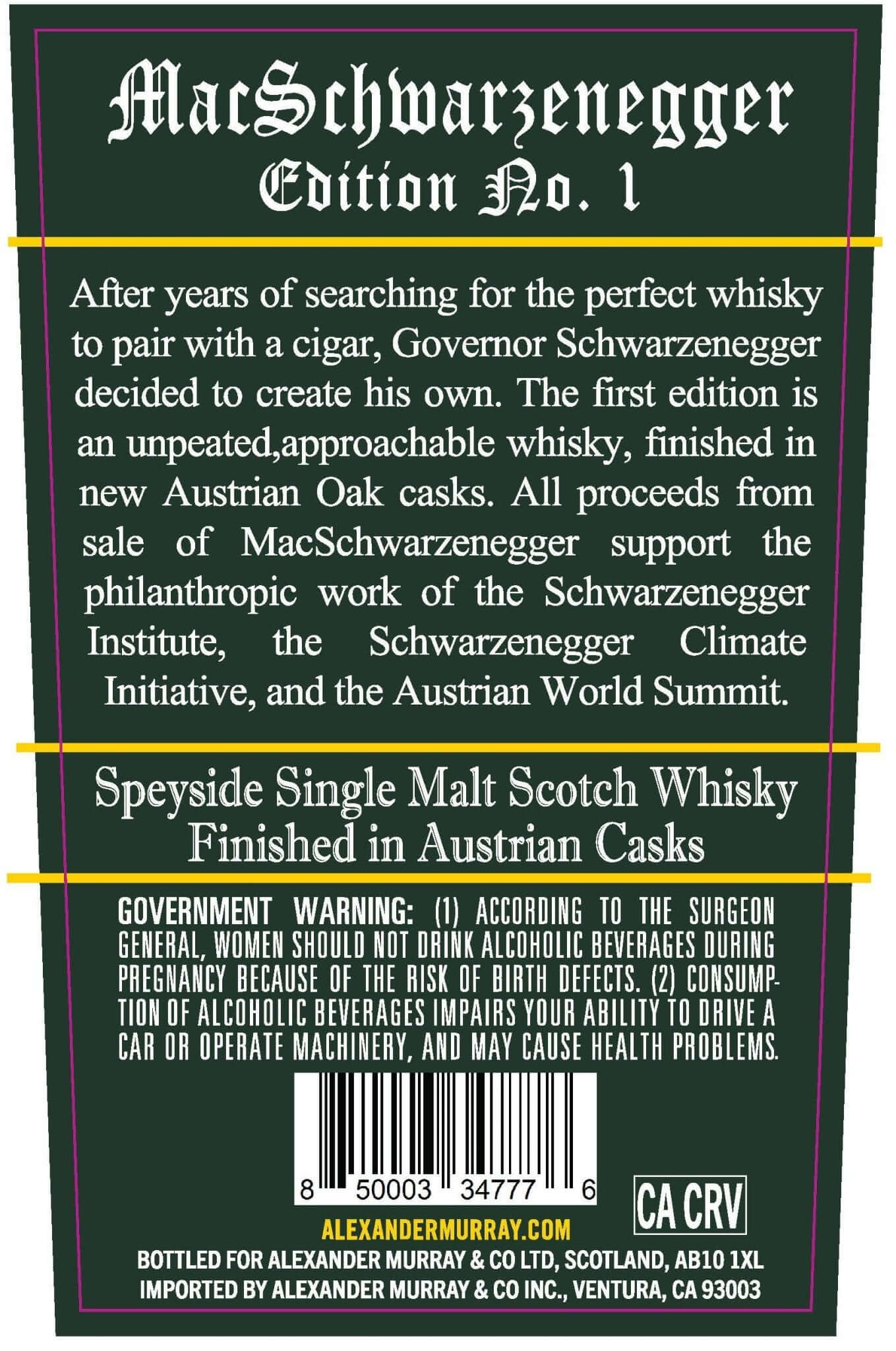 MacSchwarzenegger Single Malt Edition No. 1 Finished In Australian Oak Cask  MacSchwarzenegger   