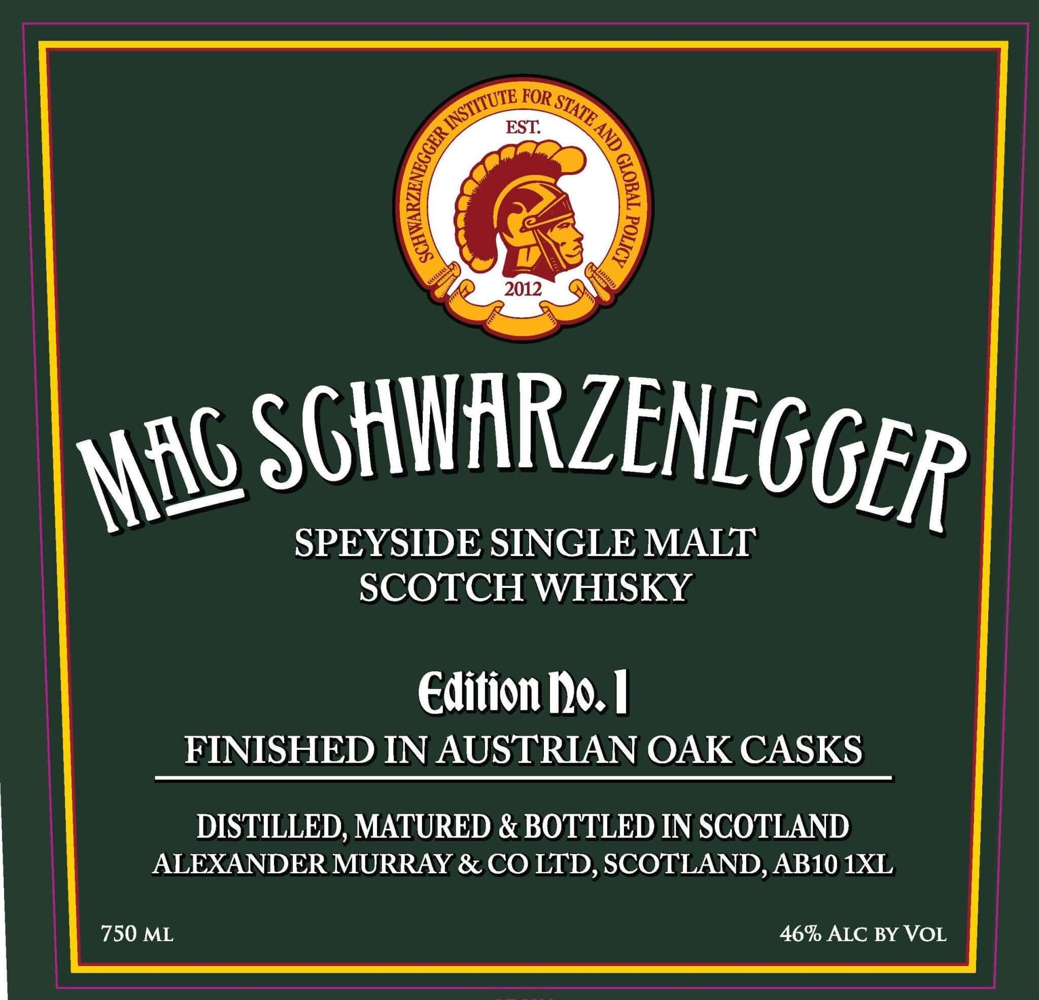 MacSchwarzenegger Single Malt Edition No. 1 Finished In Australian Oak Cask  MacSchwarzenegger   