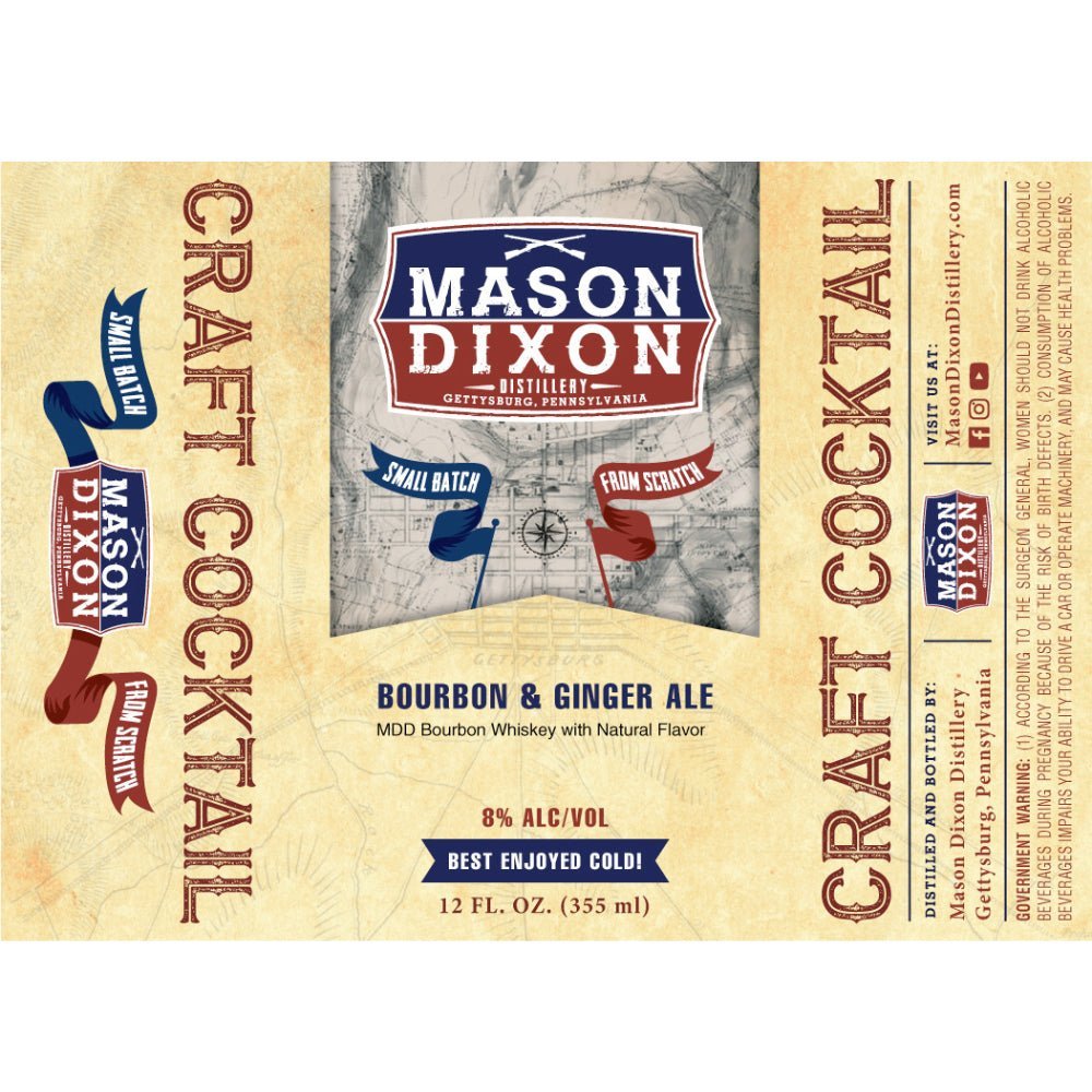 Mason Dixon Bourbon & Ginger Ale Craft Cocktail Ready-To-Drink Cocktails Mason Dixon Distillery   