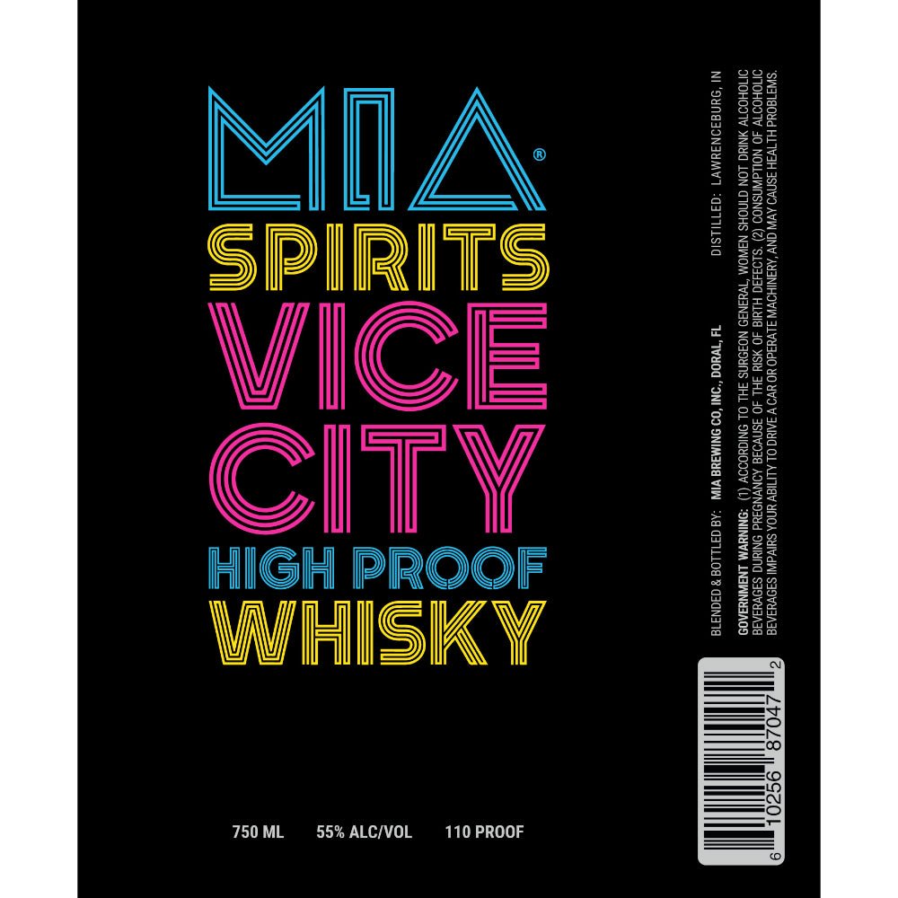 M.I.A. Spirits Vice City High Proof Whisky American Whiskey MIA Brewing   