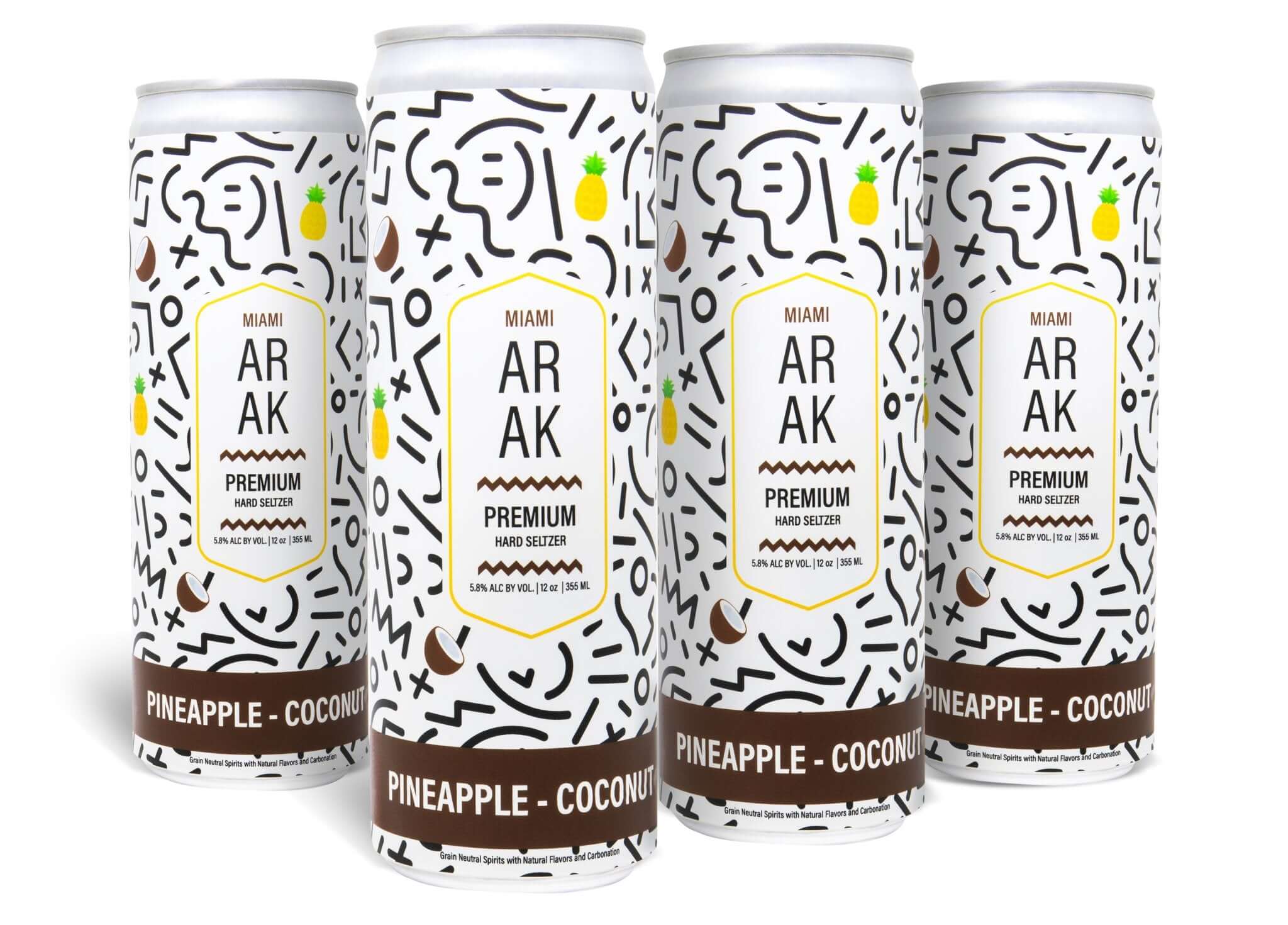 Miami Arak Pineapple Coconut Seltzer  Miami Arak   