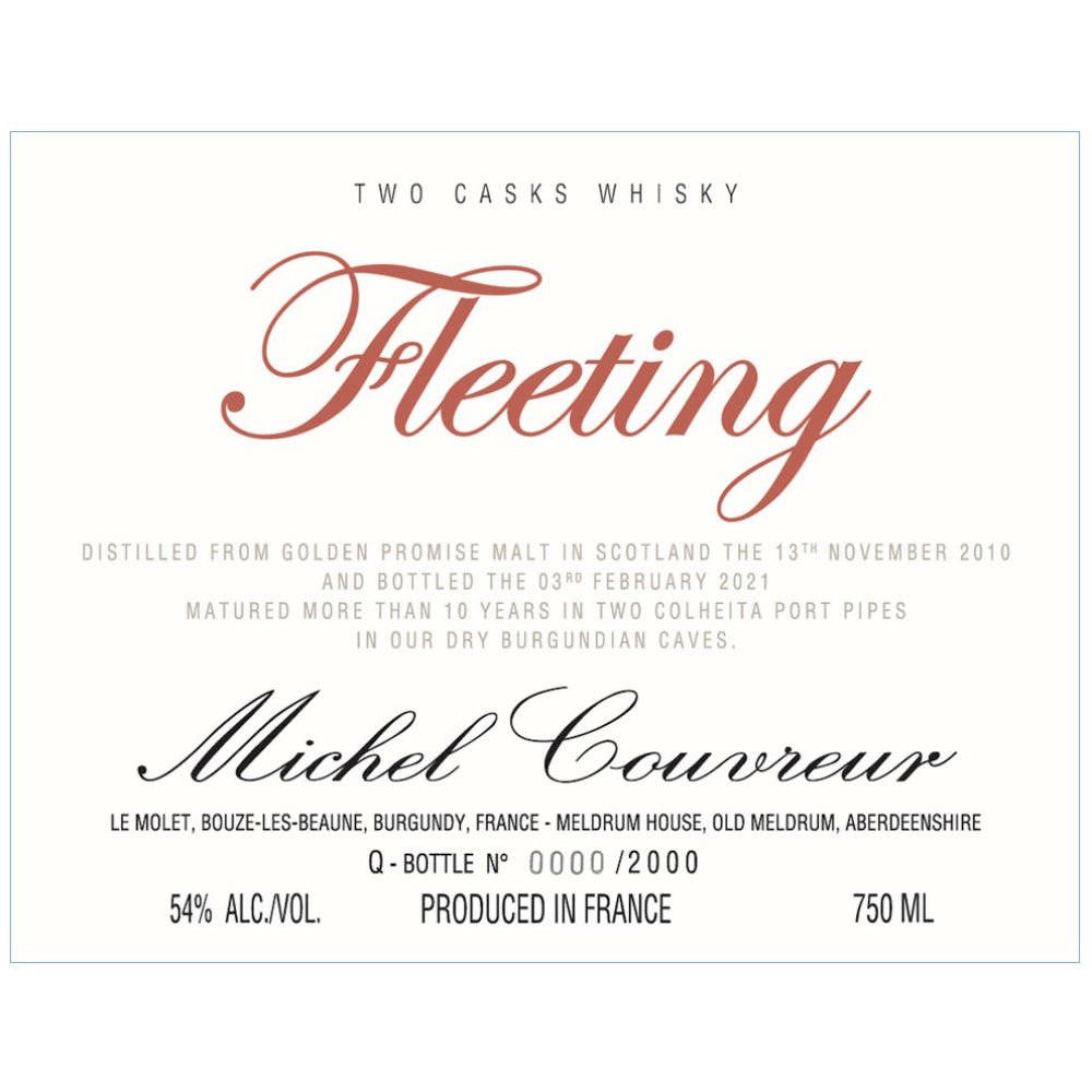 Michel Couvreur Fleeting 2021 Whiskey Michel Couvreur