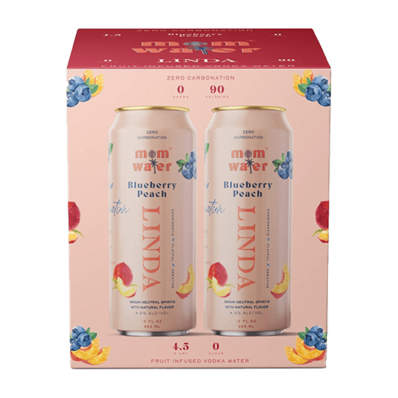 Mom Water Linda - Blueberry Peach Cocktail 12.oz 4 Pack RTD Mom Water