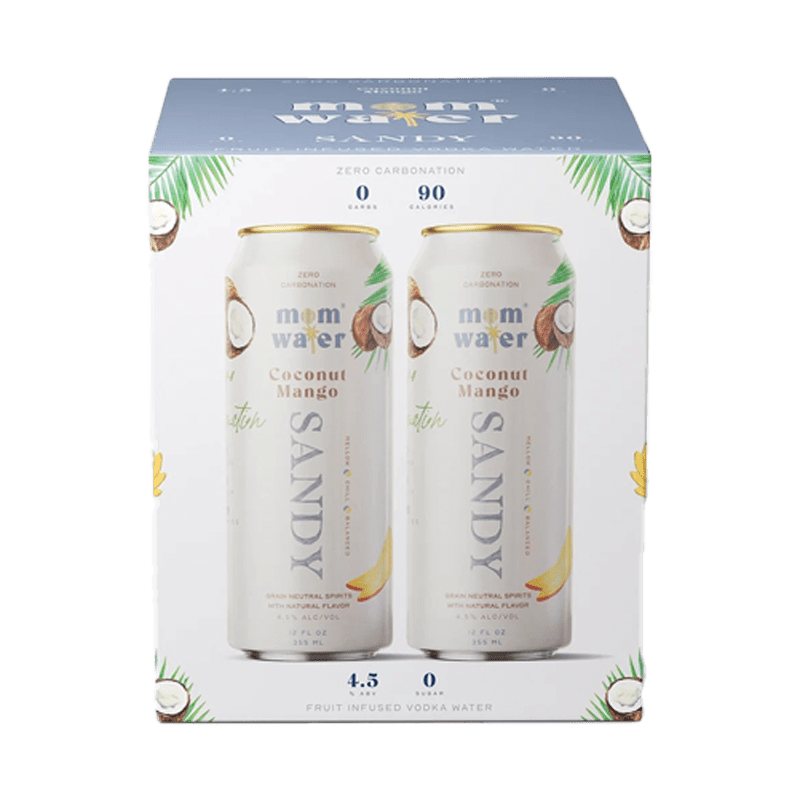 Mom Water Sandy - Coconut Mango Cocktail 12.oz 4 Pack RTD Mom Water