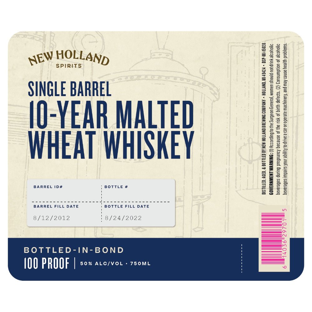 New Holland 10 Year Malted Wheat Whiskey Bottled in Bond Wheat Whiskey New Holland Spirits   