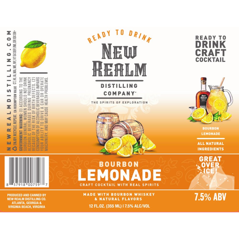 New Realm Bourbon Lemonade Craft Cocktail Canned Cocktails New Realm Distilling   