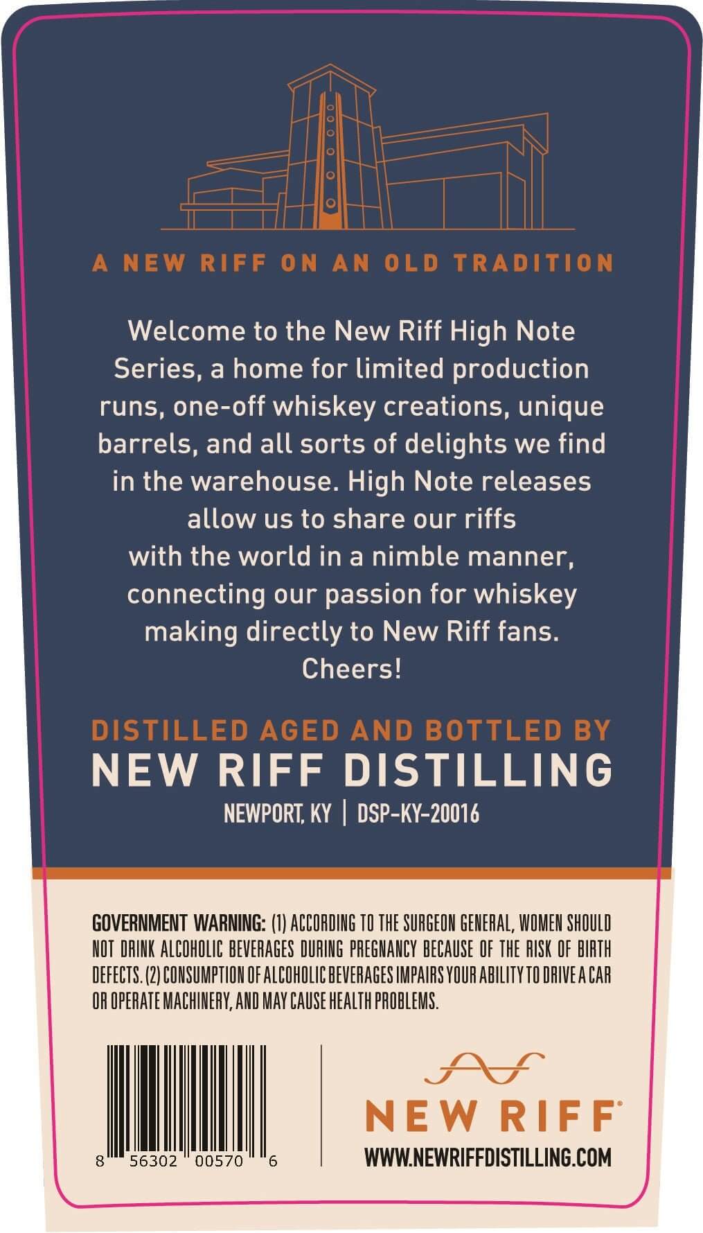 New Riff High Note Collection Kentucky Straight Rye Whiskey  New Riff Distilling   