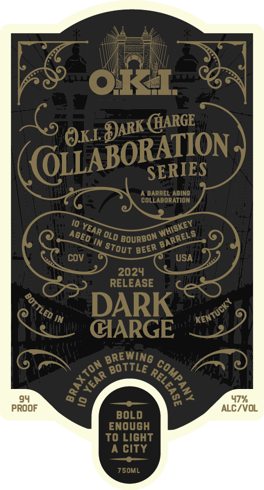 OKI Dark Charge Collaboration Series 10-Year Bourbon Aged in Stout Beer Barrels Bourbon Whiskey O.K.I. Bourbon   