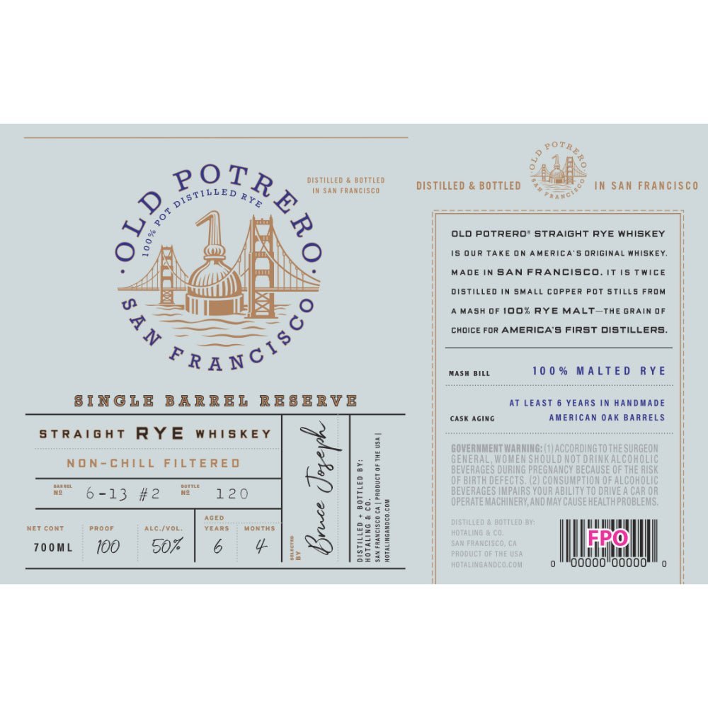 Old Potrero 6 Year Old Single Barrel Reserve Straight Rye Rye Whiskey Old Potrero   