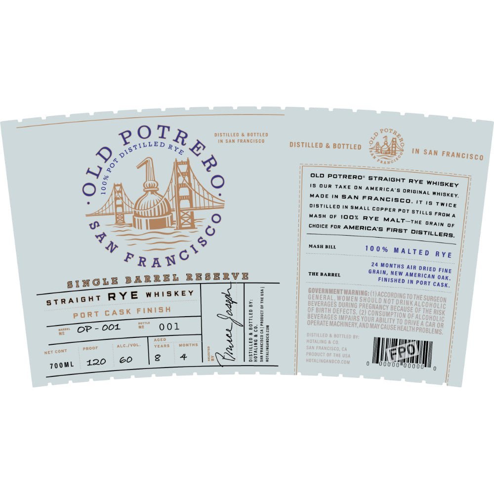 Old Potrero 8 Year Old Single Barrel Reserve Rye Port Cask Finish Rye Whiskey Old Potrero   