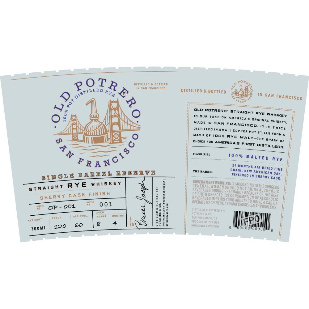 Old Potrero 8 Year Old Single Barrel Reserve Rye Sherry Cask Finish Rye Whiskey Old Potrero   