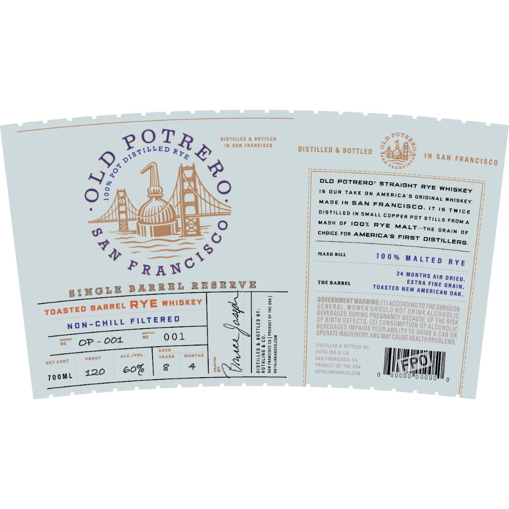 Old Potrero Single Barrel Reserve Toasted Barrel Rye Whiskey Rye Whiskey Old Potrero   