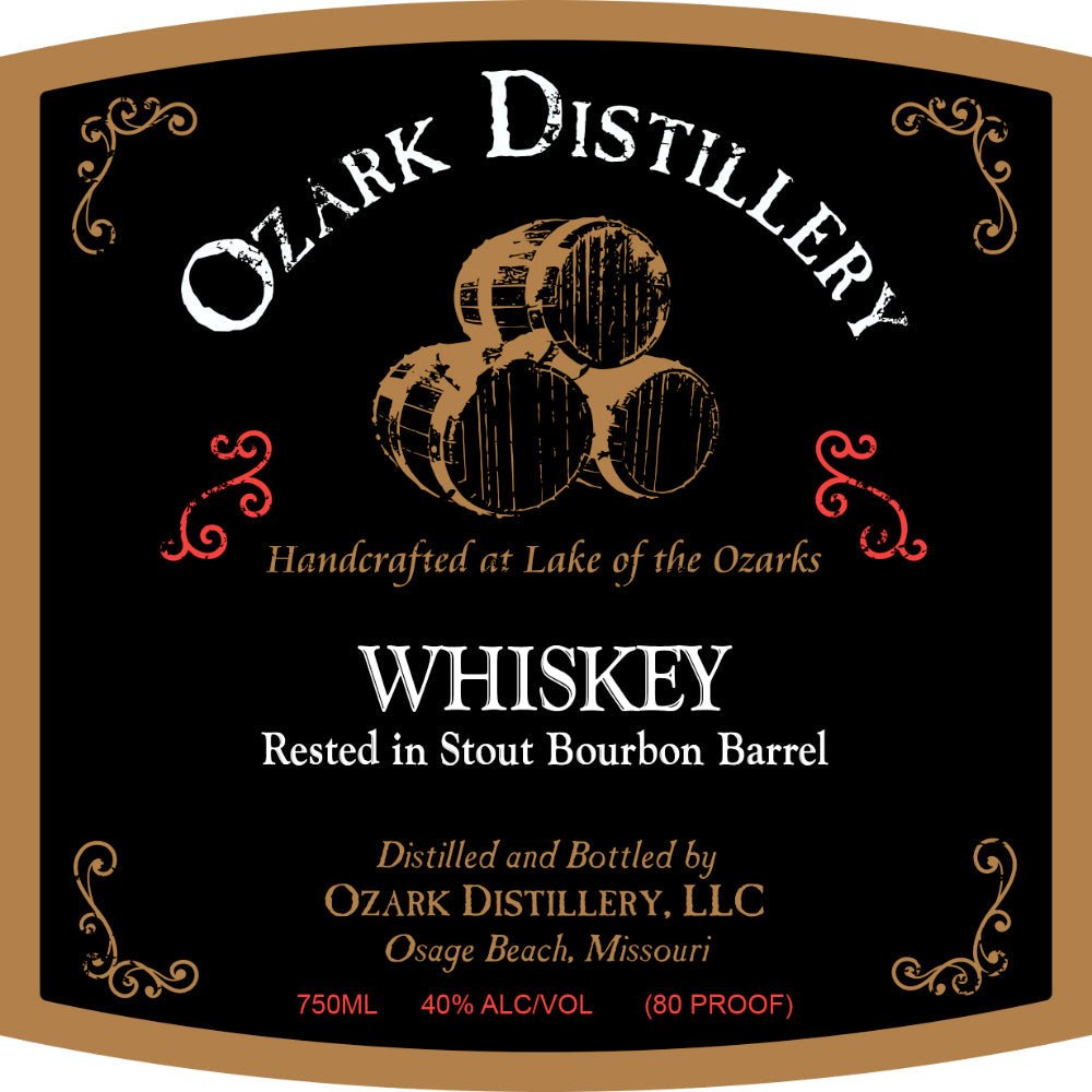 Ozark Distillery Whiskey Rested in Stout Bourbon Barrel American Whiskey Ozark Distillery