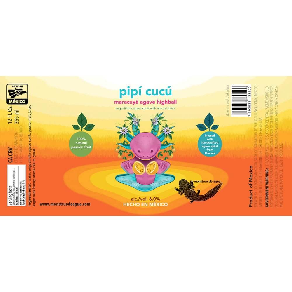 Pipí Cucú Maracuyá Agave Highball 24PK Ready-To-Drink Cocktails Monstruo De Agua