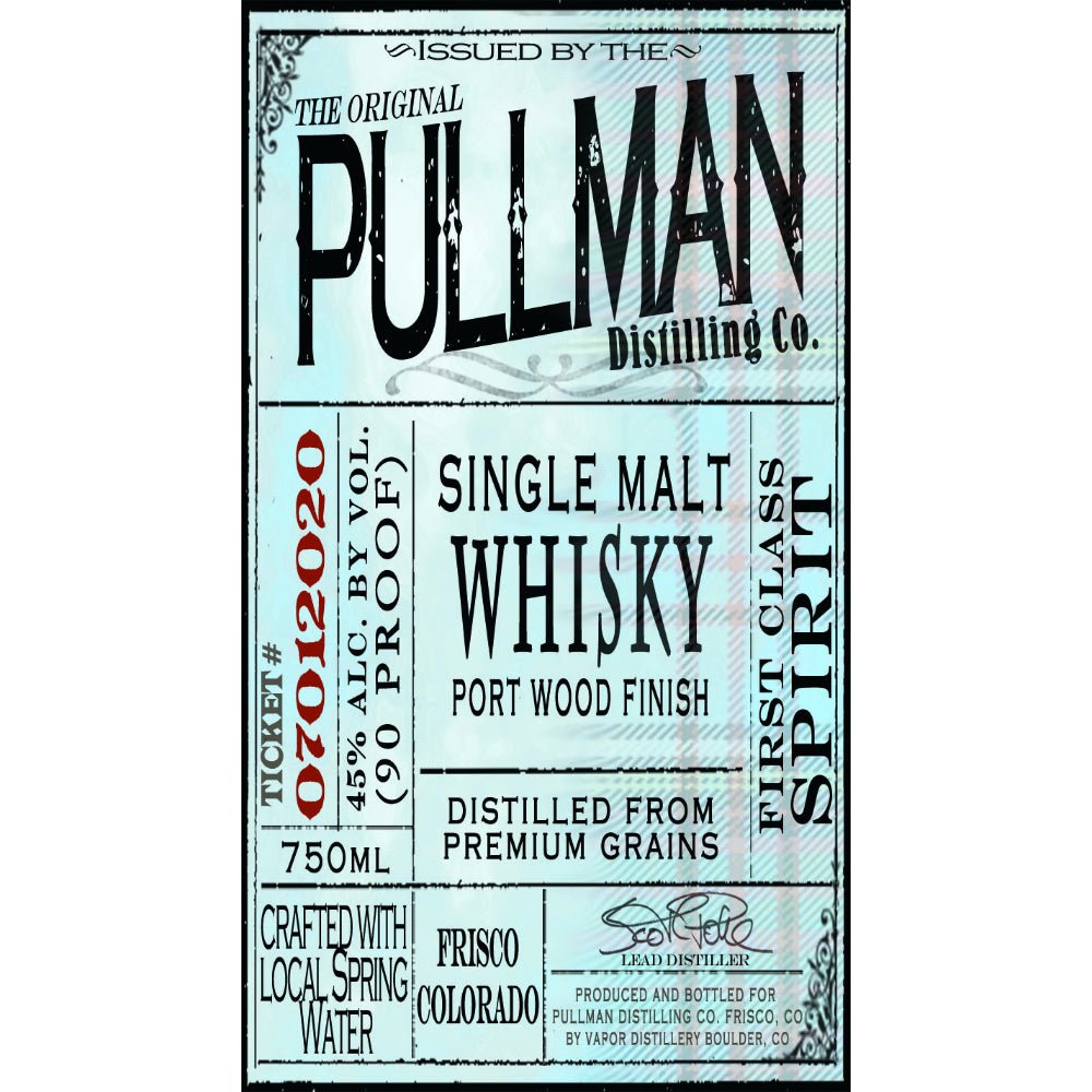 Pullman Distilling Single Malt Whisky Port Wood Finish Single Malt Whiskey Pullman Distilling