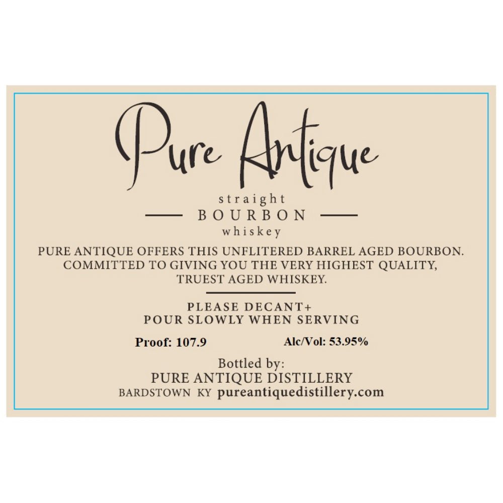 Pure Antique 14 Year Old Straight Bourbon Bourbon Pure Antique Distillery