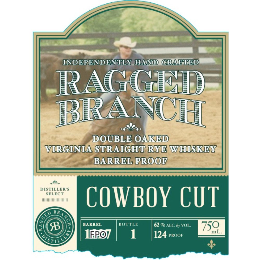 Ragged Branch Cowboy Cut Double Oaked Virginia Straight Rye Rye Whiskey Ragged Branch