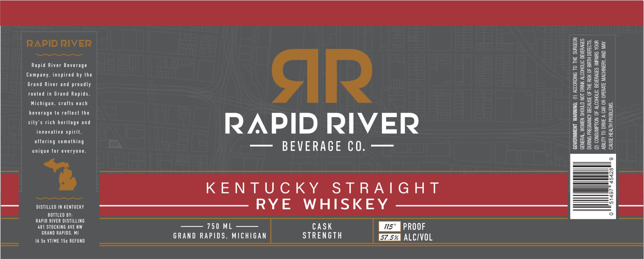 Rapid River Kentucky Straight Rye Whiskey Cask Strength Straight Rye Whiskey Rapid River Beverage Co.