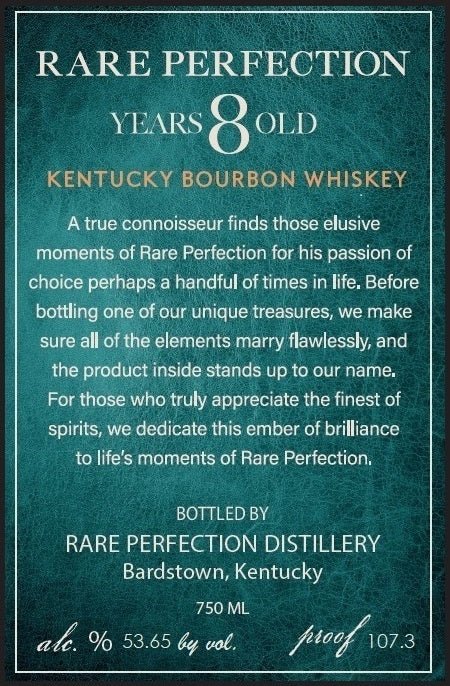 Rare Perfection 8-Year-Old Kentucky Bourbon Whiskey Bourbon Rare Perfection