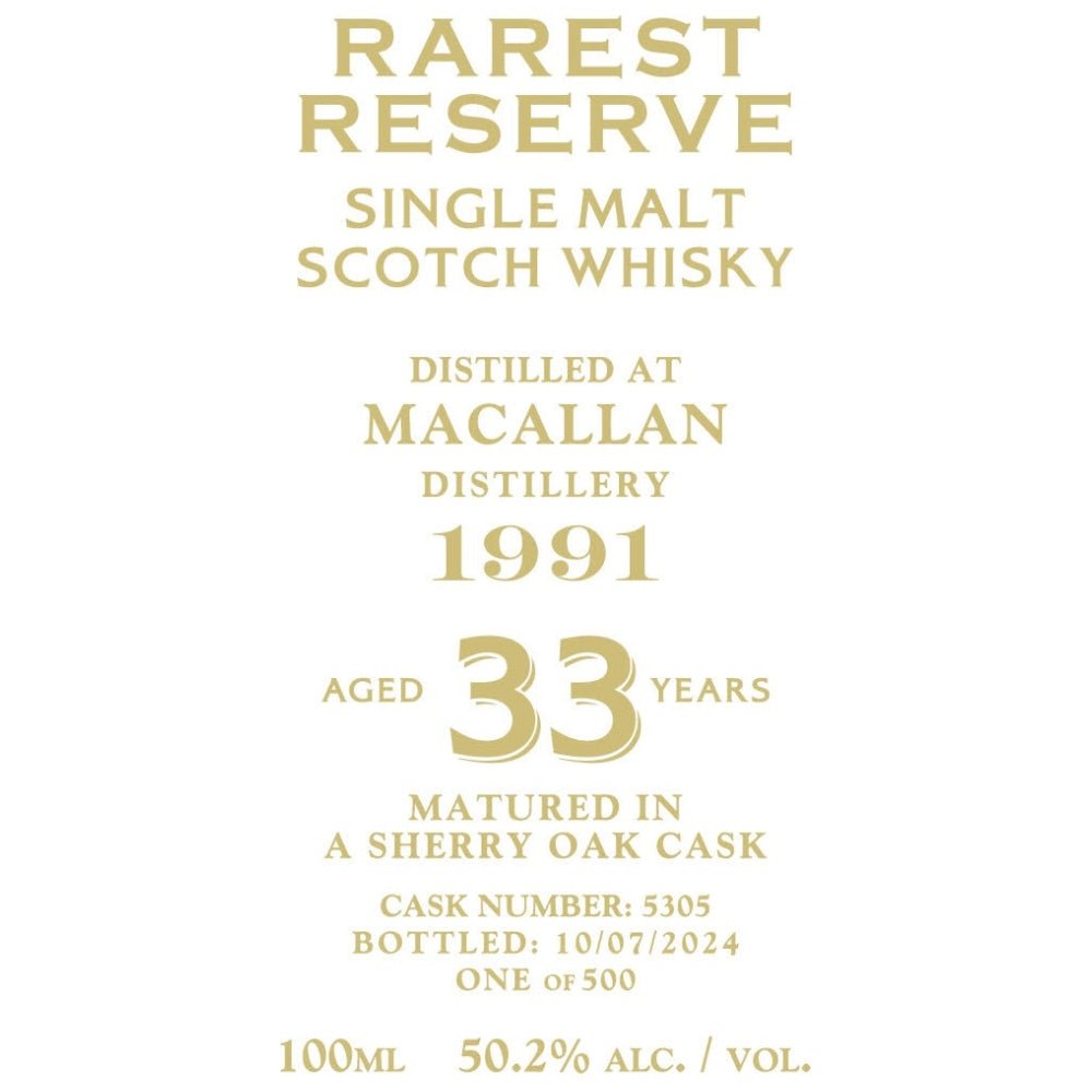 Rarest Reserve 33 Year Old Macallan 1991 Scotch Rarest Reserve   