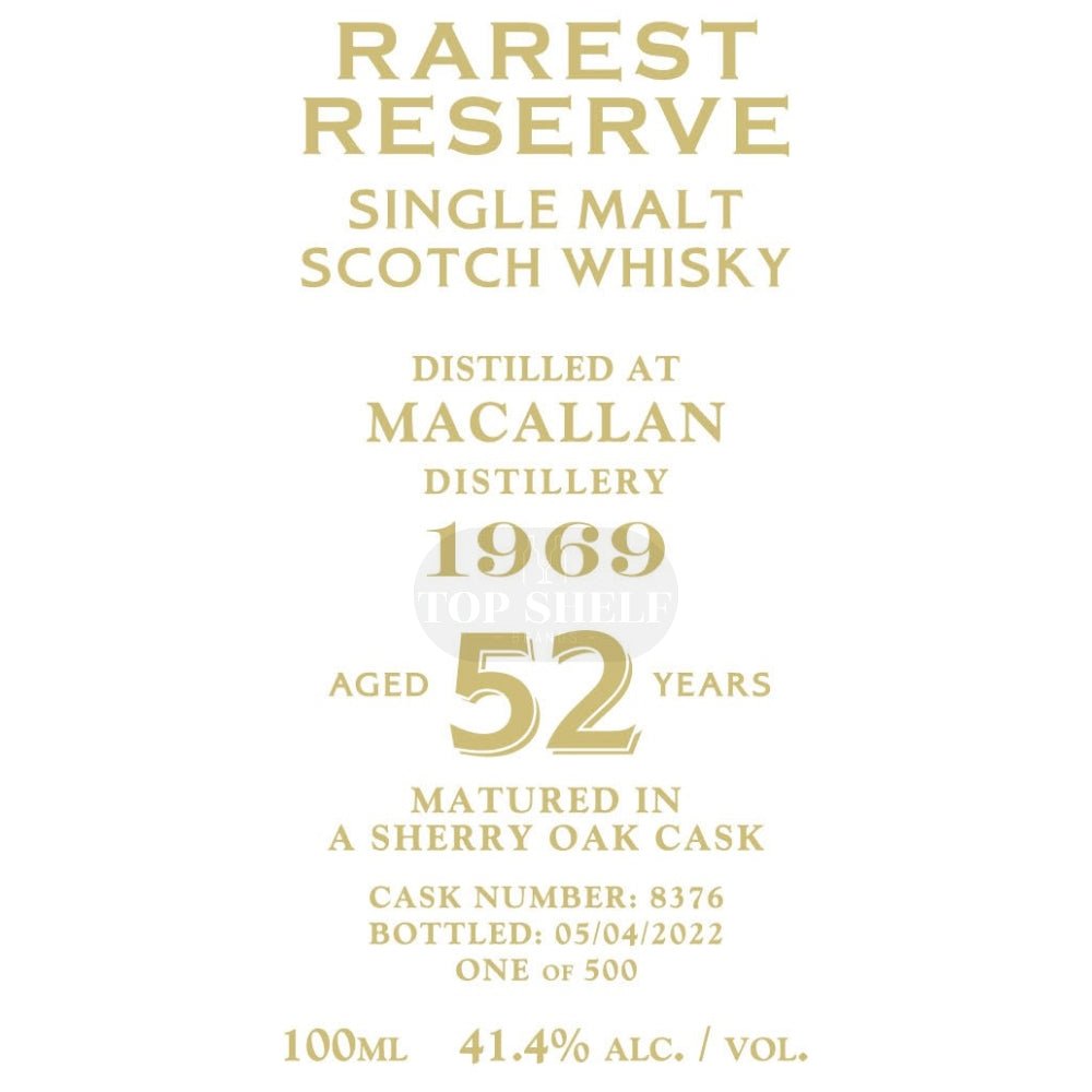 Rarest Reserve 52 Year Old Macallan 1969 Scotch Rarest Reserve   