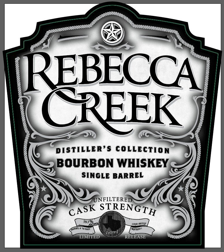 Rebecca Creek Distiller’s Collection Bourbon Whiskey Single Barrel Cask Strength Bourbon Whiskey Rebecca Creek Distiller’s   