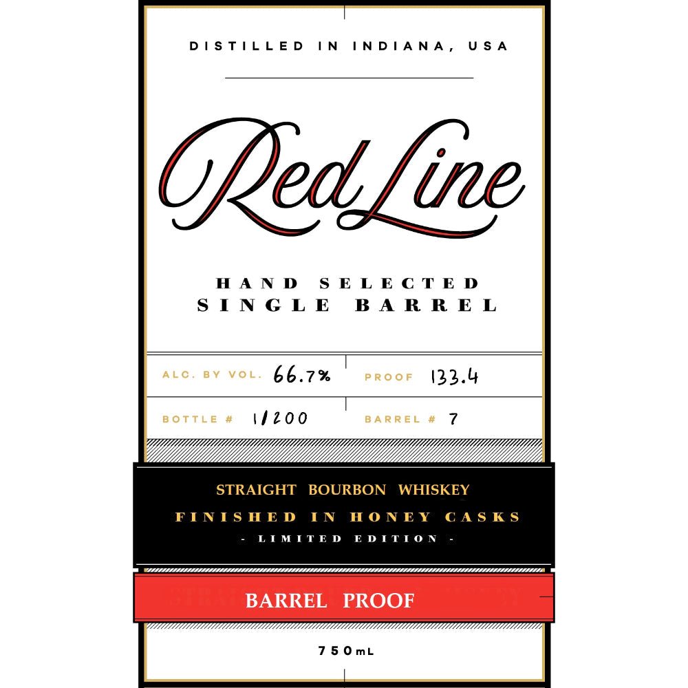 Red Line Single Barrel Bourbon Finished In Honey Casks Bourbon Red Line