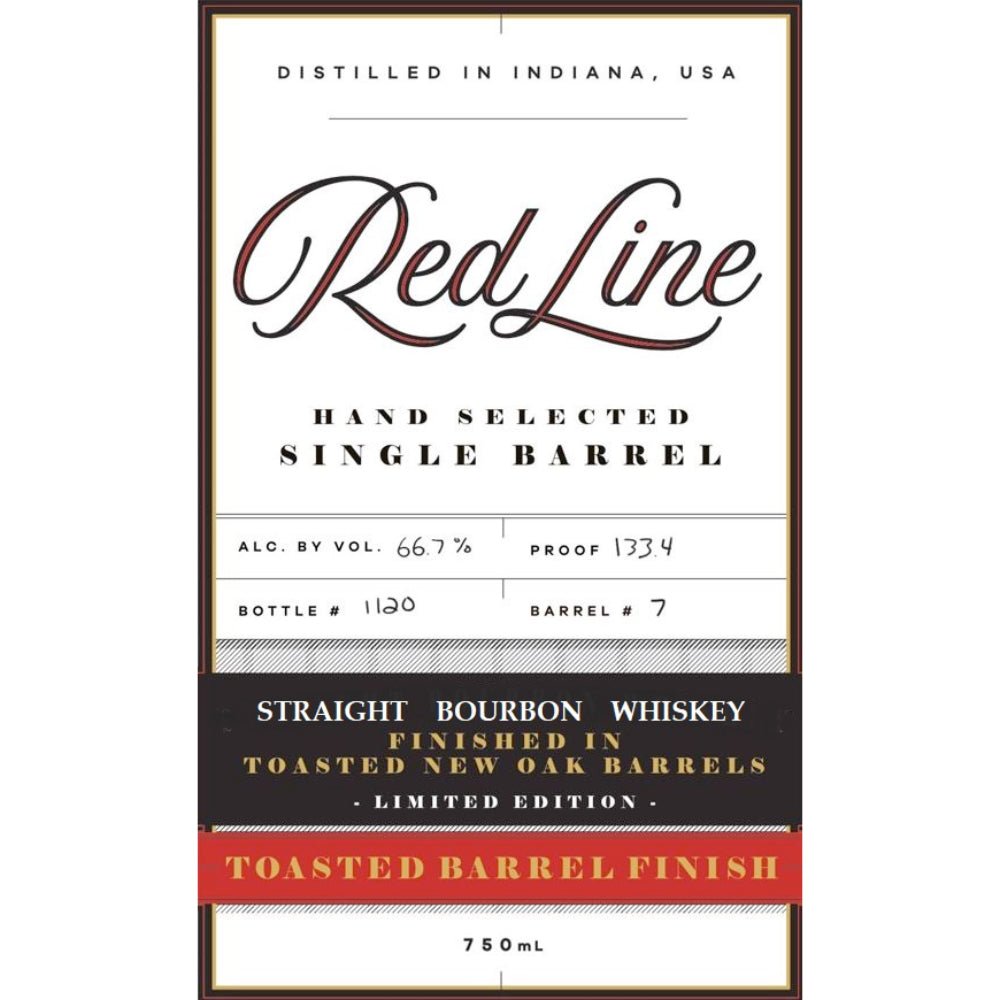 Red Line Single Barrel Bourbon Finished In Toasted New Oak Barrels Bourbon Red Line