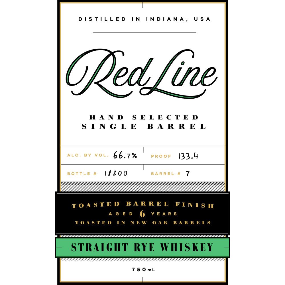 Red Line Toasted Barrel Finish Rye Aged 6 Years Rye Whiskey Red Line