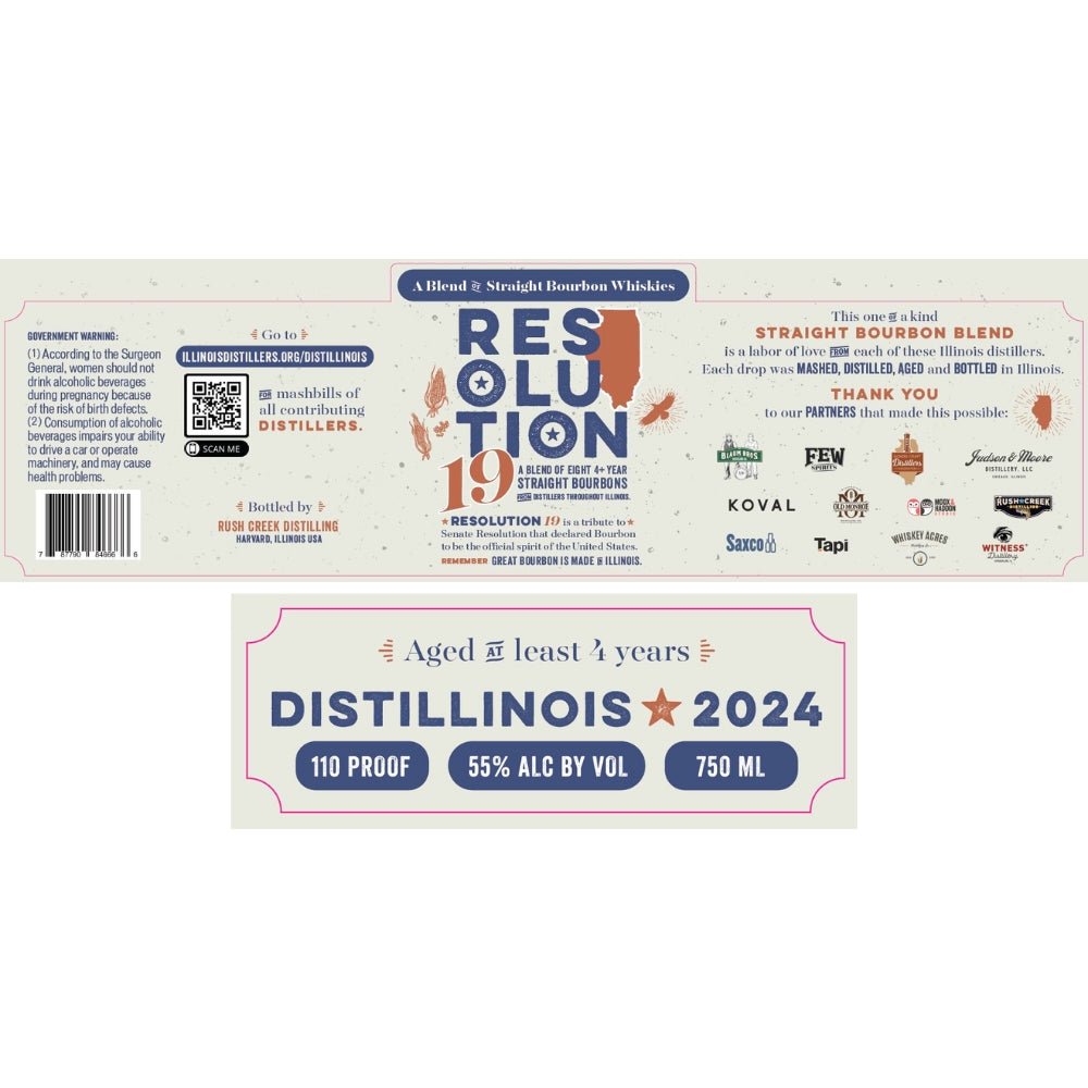 Resolution 19 Distillinois 2024 Straight Bourbon Blended Whiskey Rush Creek Distilling   